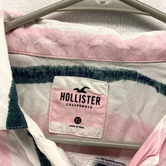 Hollister Light‎ Pink, White Short Sleeved Button Down Mens Size XS - Picture 2 of 12